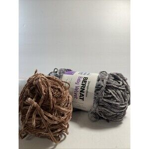 Bernat Baby Velvet Yarn Chocolate & Vapor Gray 4 Medium 10.5 oz 492 yds 2 Skein